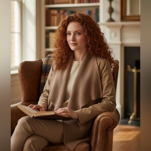 Bob Timberlake Brown Cascade Front Knit Cotton Cardigan Jacket Size S